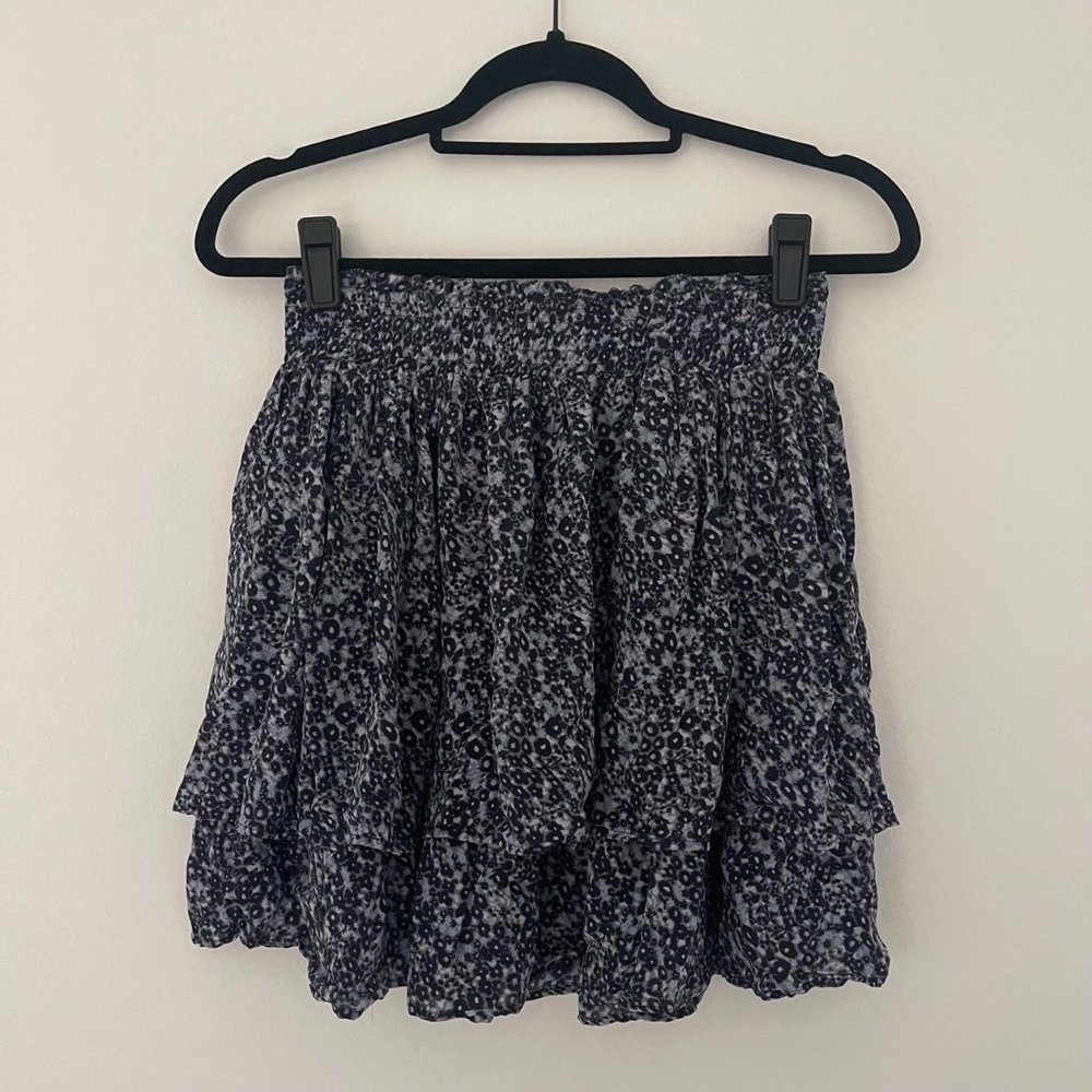 Blue Ruffle Mini Skirt